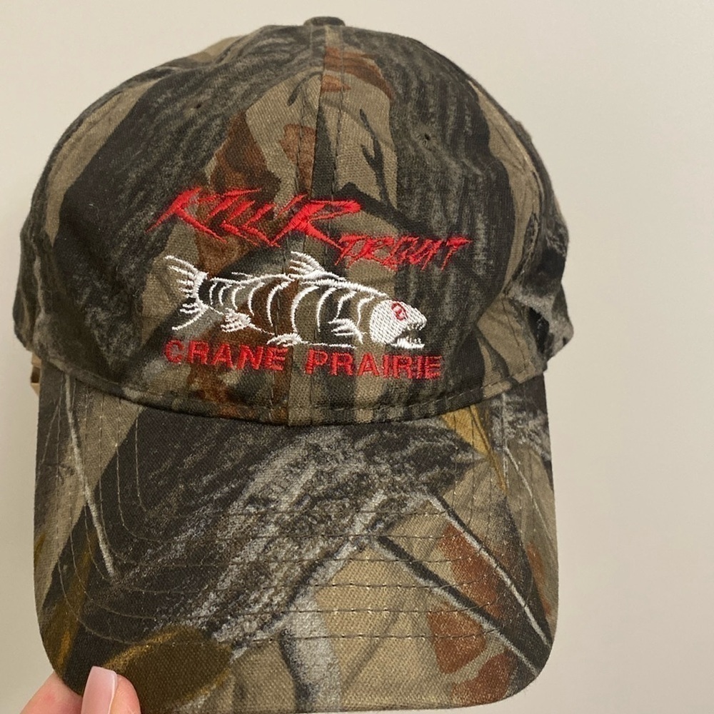 Drift Creek Camo Ball Cap Hat “Kill’RTrout’ logo embroidered fish adjustable OS